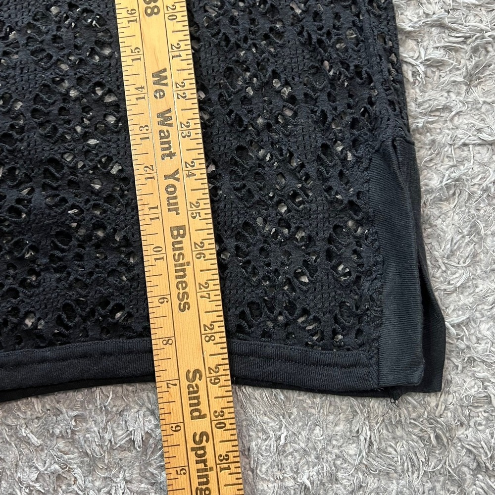 Black Crochet Lace Sheer Tunic Top Long Slv L Boho Goth Festival Layer Cover Up - Picture 4 of 4